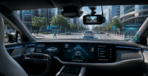 Future autonomous vehicle equipped with advanced AI dash cam technology